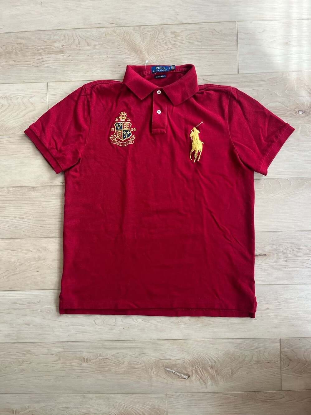 Polo Ralph Lauren Polo Shirt Size L Red Custom Slim Fit Crest Pony